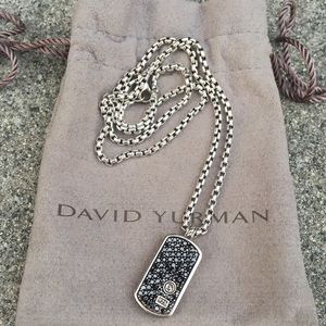 David Yurman Black Diamond Dog Tag Necklace